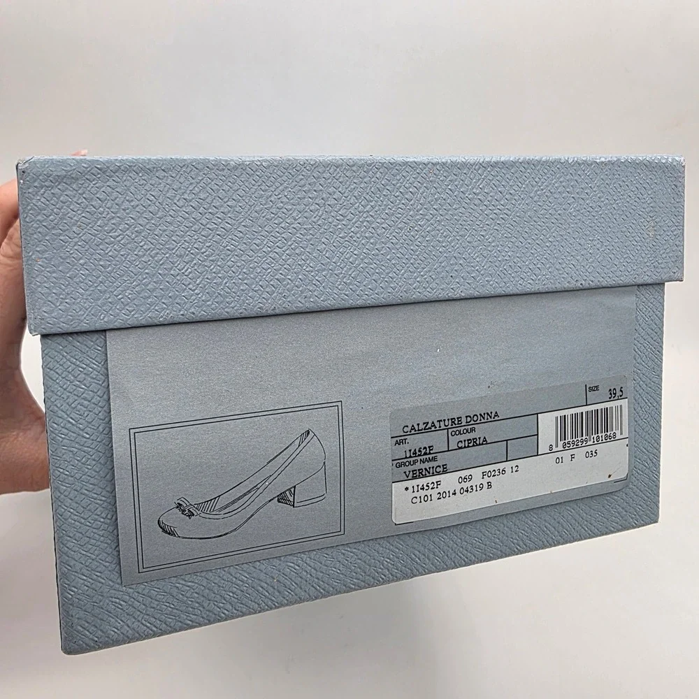 Prada Blue Shoe Box with Tissue Paper and 2 Black Dust Bags Set for Pumps EMPTY